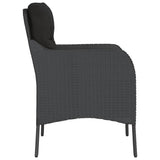 Garden Chairs with Cushions 2 pcs Black Poly Rattan - Rear View