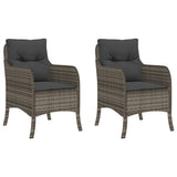 Garden Chairs with Cushions 2 pcs Grey Poly Rattan - Front View
