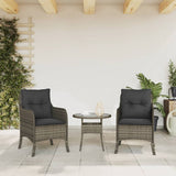 Garden Chairs with Cushions 2 pcs Grey Poly Rattan - Side View