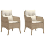 Garden Chairs with Cushions 2 pcs Beige Poly Rattan - Front View