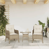 Garden Chairs with Cushions 2 pcs Beige Poly Rattan