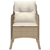 Garden Chairs with Cushions 2 pcs Beige Poly Rattan - 45-Degree Angle