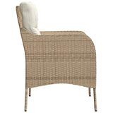 Garden Chairs with Cushions 2 pcs Beige Poly Rattan - Rear View