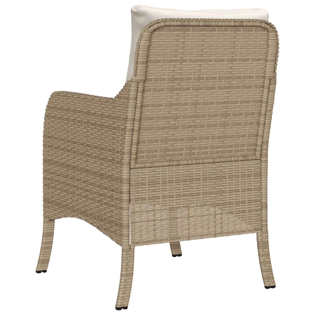 Garden Chairs with Cushions 2 pcs Beige Poly Rattan