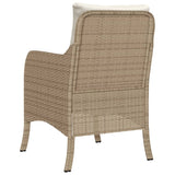 Garden Chairs with Cushions 2 pcs Beige Poly Rattan - Close-Up Angle