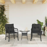 Garden Chairs with Cushions 2 pcs Black Poly Rattan - Side View