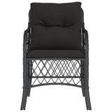 Garden Chairs with Cushions 2 pcs Black Poly Rattan