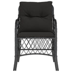 Garden Chairs with Cushions 2 pcs Black Poly Rattan