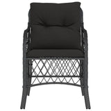 Garden Chairs with Cushions 2 pcs Black Poly Rattan - 45-Degree Angle