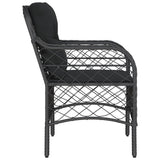 Garden Chairs with Cushions 2 pcs Black Poly Rattan - Rear View