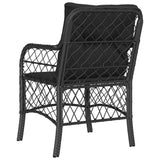 Garden Chairs with Cushions 2 pcs Black Poly Rattan - Close-Up Angle