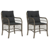 Garden Chairs with Cushions 2 pcs Grey Poly Rattan - Front View