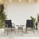 Garden Chairs with Cushions 2 pcs Grey Poly Rattan - Side View
