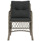 Garden Chairs with Cushions 2 pcs Grey Poly Rattan - 45-Degree Angle