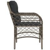 Garden Chairs with Cushions 2 pcs Grey Poly Rattan - Rear View