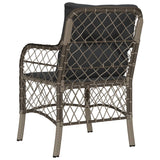 Garden Chairs with Cushions 2 pcs Grey Poly Rattan - Close-Up Angle