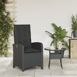 Reclining Garden Chair with Cushions Black Poly Rattan - Side View