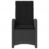 Reclining Garden Chair with Cushions Black Poly Rattan
