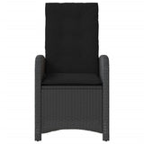 Reclining Garden Chair with Cushions Black Poly Rattan - Top-Down View