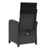 Reclining Garden Chair with Cushions Black Poly Rattan - Rear View