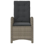Reclining Garden Chair with Cushions Grey Poly Rattan