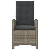 Reclining Garden Chair with Cushions Grey Poly Rattan - Top-Down View