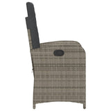 Reclining Garden Chair with Cushions Grey Poly Rattan