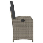 Reclining Garden Chair with Cushions Grey Poly Rattan