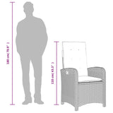 Reclining Garden Chair with Cushions Grey Poly Rattan - Extra Image