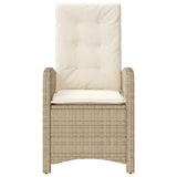 Reclining Garden Chair with Cushions Beige Poly Rattan