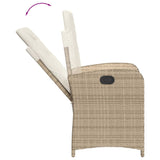 Reclining Garden Chair with Cushions Beige Poly Rattan - Close-Up Angle