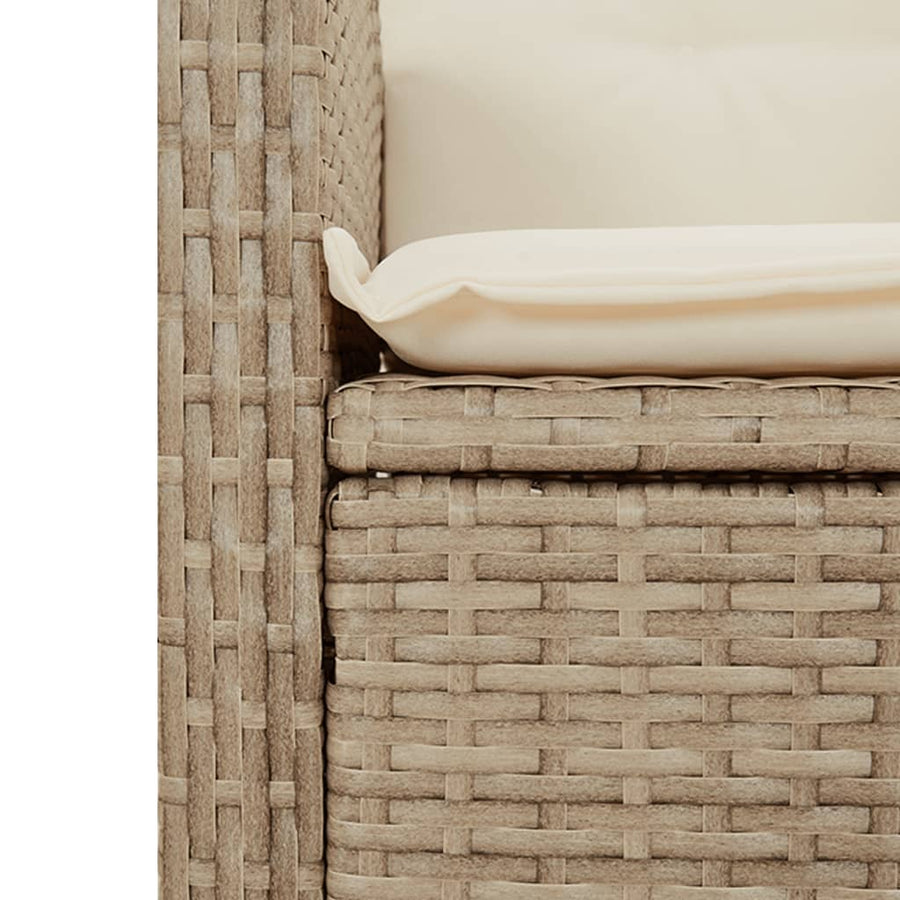 Reclining Garden Chair with Cushions Beige Poly Rattan