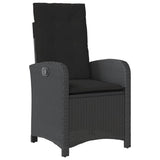 Reclining Garden Chairs 2 pcs with Cushions Black Poly Rattan