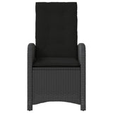 Reclining Garden Chairs 2 pcs with Cushions Black Poly Rattan