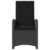 Reclining Garden Chairs 2 pcs with Cushions Black Poly Rattan - 45-Degree Angle