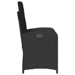Reclining Garden Chairs 2 pcs with Cushions Black Poly Rattan