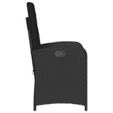 Reclining Garden Chairs 2 pcs with Cushions Black Poly Rattan - Rear View