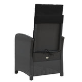 Reclining Garden Chairs 2 pcs with Cushions Black Poly Rattan