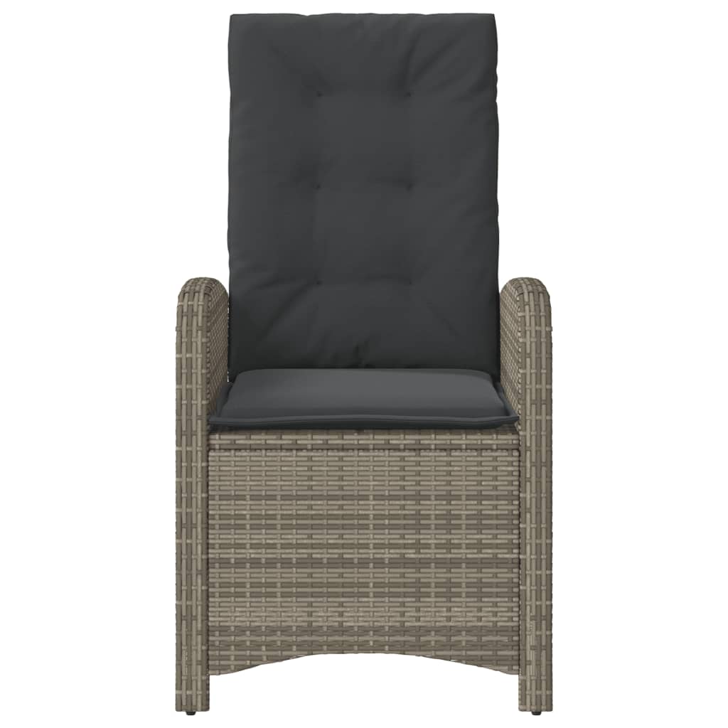 Reclining Garden Chairs 2 pcs with Cushions Grey Poly Rattan