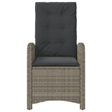 Reclining Garden Chairs 2 pcs with Cushions Grey Poly Rattan