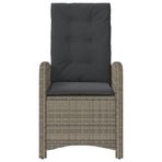Reclining Garden Chairs 2 pcs with Cushions Grey Poly Rattan