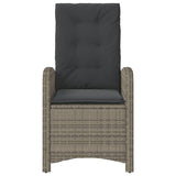 Reclining Garden Chairs 2 pcs with Cushions Grey Poly Rattan - 45-Degree Angle