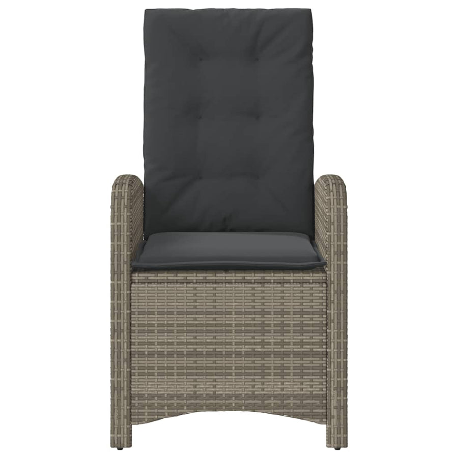 Reclining Garden Chairs 2 pcs with Cushions Grey Poly Rattan