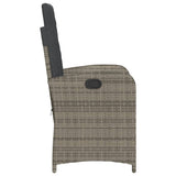 Reclining Garden Chairs 2 pcs with Cushions Grey Poly Rattan