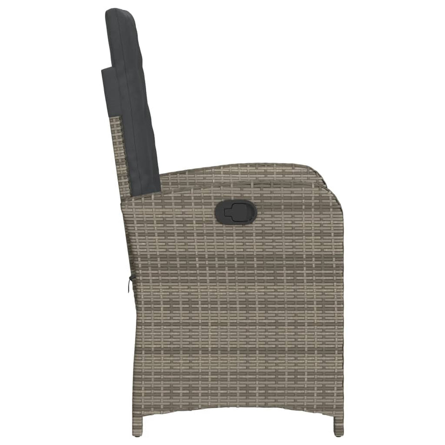 Reclining Garden Chairs 2 pcs with Cushions Grey Poly Rattan