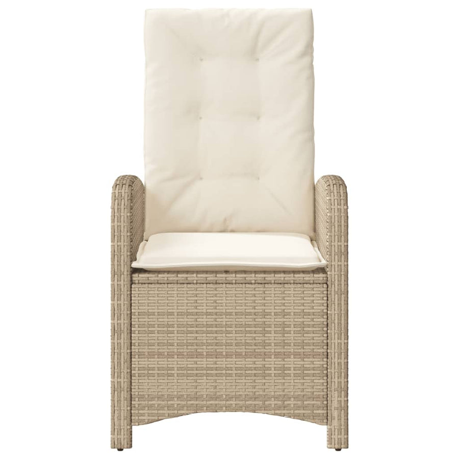 Reclining Garden Chairs 2 pcs with Cushions Beige Poly Rattan