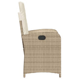Reclining Garden Chairs 2 pcs with Cushions Beige Poly Rattan