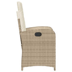 Reclining Garden Chairs 2 pcs with Cushions Beige Poly Rattan