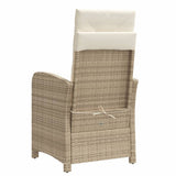 Reclining Garden Chairs 2 pcs with Cushions Beige Poly Rattan