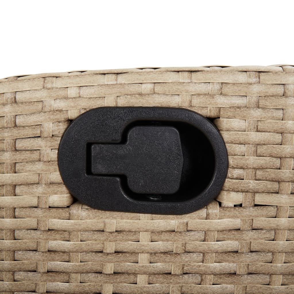 Reclining Garden Chairs 2 pcs with Cushions Beige Poly Rattan